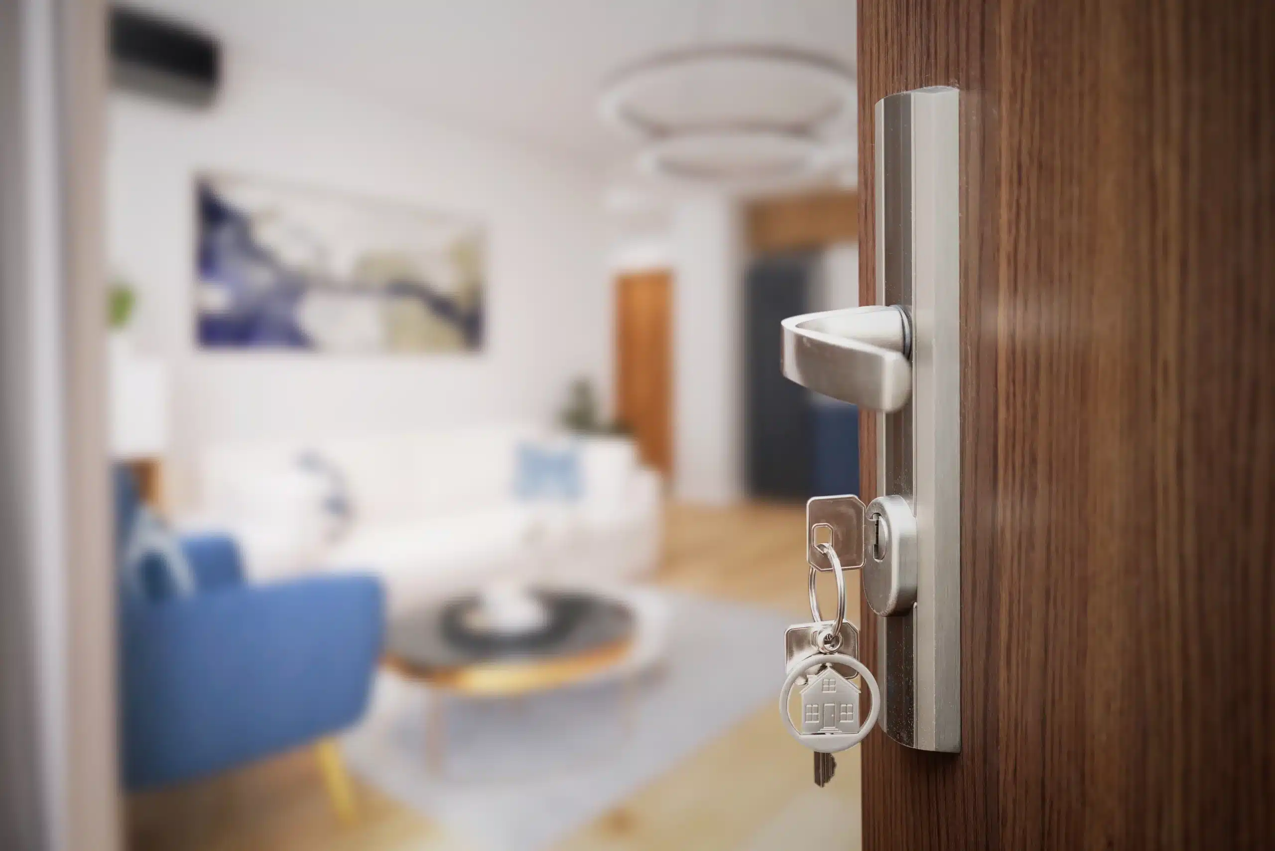 Poignée de porte avec clé à l'intérieur
